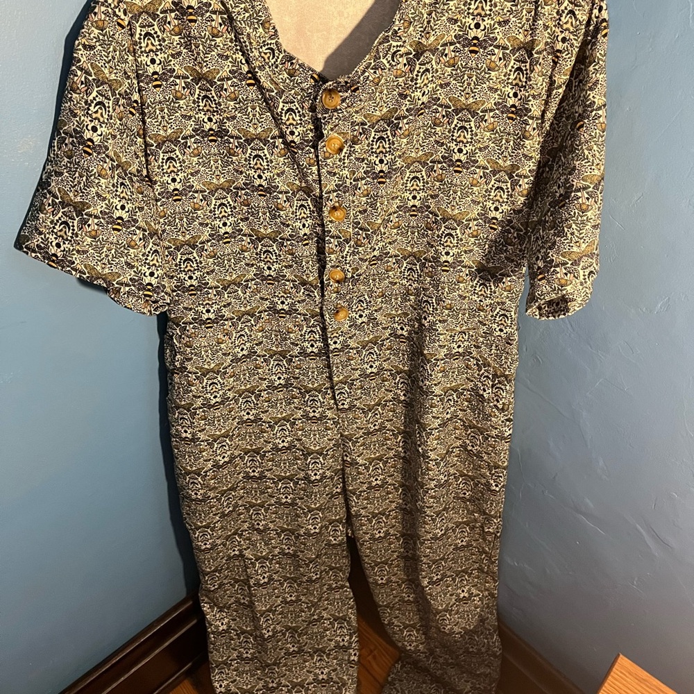 Magical Moth Mushroom shirtsleeve Button-Up Jumpsuit